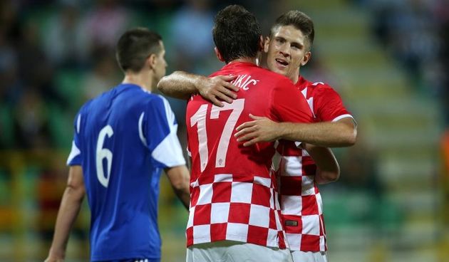 04.09.2014., Stadion Aldo Drosina, Pula – Prijateljska nogometna utakmica, Hrvatska – Cipar. Mario Mandzukic, Andrej Kramaric. Photo: Igor Kralj/PIXSELL