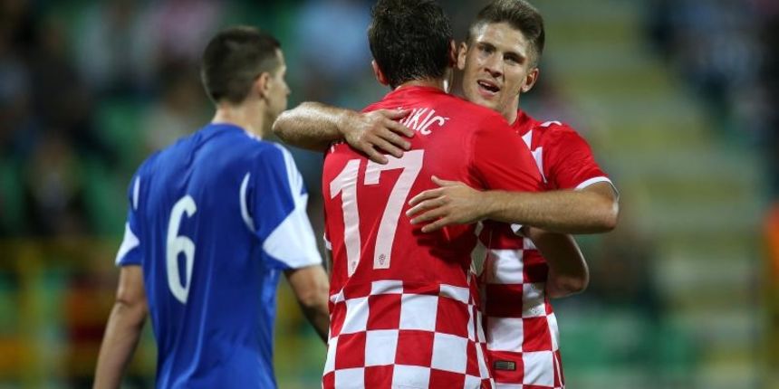 04.09.2014., Stadion Aldo Drosina, Pula – Prijateljska nogometna utakmica, Hrvatska – Cipar. Mario Mandzukic, Andrej Kramaric. Photo: Igor Kralj/PIXSELL 04.09.2014., Stadion Aldo Drosina, Pula – Prijateljska nogometna utakmica, Hrvatska – Cipar. Mario Mandzukic, Andrej Kramaric. Photo: Igor Kralj/PIXSELL