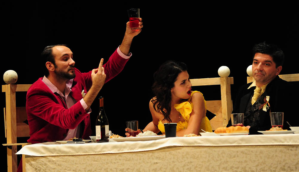 Zadar, 28.01.2013. snimio: Nenad Marčev 
HNK Šibenik 
Drama 
Bertolt Brecht: 
Pir malograđana 
redatelj: Dražen Ferenčina 
igraju: Žarko Potočnjak, Janko Popović – Volarić 
Helena Minić , Robert Ugrina, Vinko Štefanac 
Oriana Kunčić, Franka