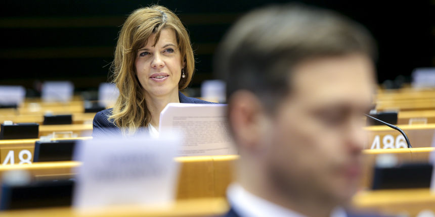 Portrait of Biljana BORZAN at the EP in Brussels