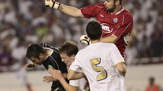 Split 190810.
Stadion NK Hajduka u Poljudu
Predkolo Evropskog kupa : NK Hajduk – Unirea 
Na fotografiji : Mario Maloca, Jurica Buljat i  Bozidar Radosevic
Foto: Vladimir Dugandzic / CROPIX