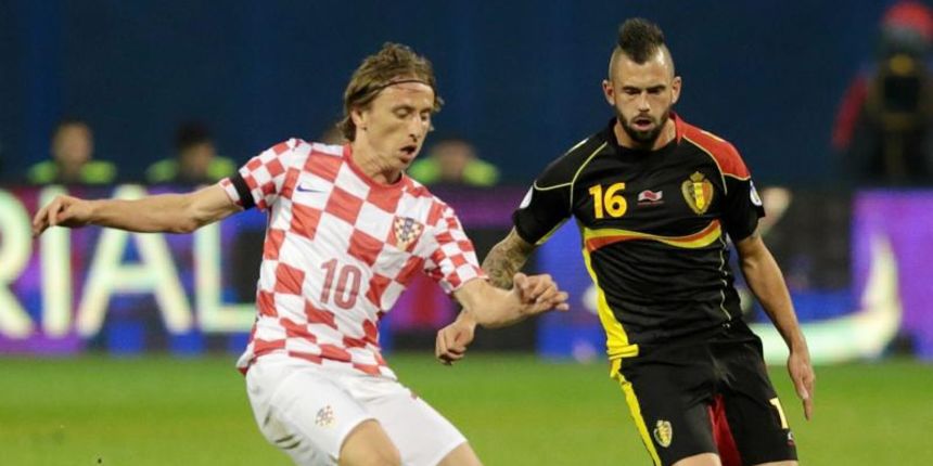 Hrvatska – Belgija. Luka Modric, Steven Defour. Photo: Dalibor Urukalovic/PIXSELL