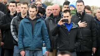 Polaganjem vijenaca na središnjem križu, u Novigradu je obilježena obljetnica pogibije članova HRM-a i Druge gardijske brigade za vrijeme akcije Maslenica. Photo: Dino Stanin/PIXSELL Polaganjem vijenaca na središnjem križu, u Novigradu je obilježena obljetnica pogibije članova HRM-a i Druge gardijske brigade za vrijeme akcije Maslenica. Photo: Dino Stanin/PIXSELL