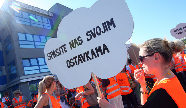 Jutros je zapoceo strajk kabinskog osoblja Croatia Airlines, zbog strajka mnogi letovi Croatia Airlinesa su otkazani. Foto: Davor Pongracic / Cropix