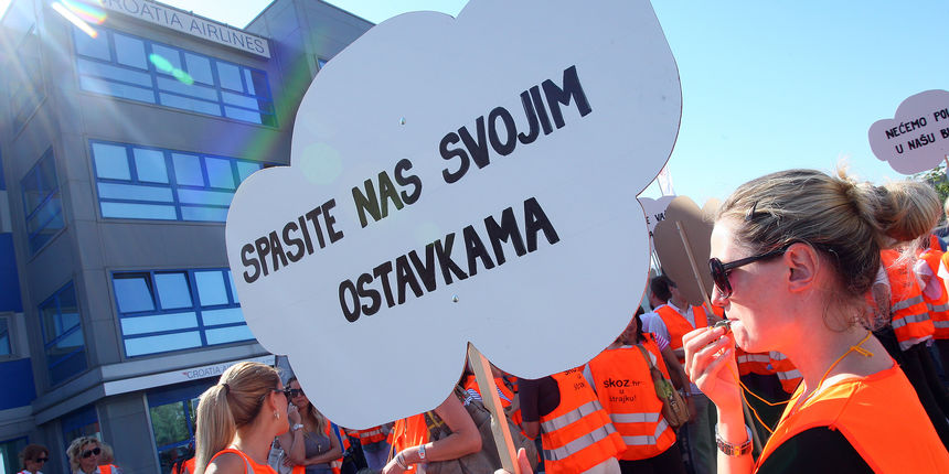 Jutros je zapoceo strajk kabinskog osoblja Croatia Airlines, zbog strajka mnogi letovi Croatia Airlinesa su otkazani. Foto: Davor Pongracic / Cropix