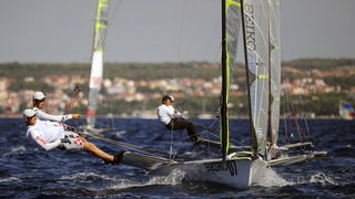 Zadar, 310809.
Europsko prvenstvo u jedrenju za klasu 49er 2009.
Danas je prvi dan regularnog natjecanja za jedrilicare u klasi 49er koje se odrzava od 29og kolovoza do 5og rujna u organizaciji JK Uskok.
Na slici: hrvatski predstavnici Pavle Kostov i Peta Zadar, 310809.
Europsko prvenstvo u jedrenju za klasu 49er 2009.
Danas je prvi dan regularnog natjecanja za jedrilicare u klasi 49er koje se odrzava od 29og kolovoza do 5og rujna u organizaciji JK Uskok.
Na slici: hrvatski predstavnici Pavle Kostov i Peta