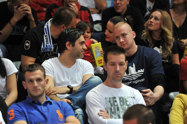 Zadar, 260513.
Dvorana Kresimira Cosica. 
3. polufinalna utakmica prvenstva Hrvatske izmedju KK Zadar i KK Cedevita.
Na fotografiji: Hrvoje Peric (desno).
Foto: Luka Gerlanc / CROPIX