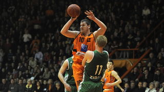 Sibenik ,170213.
Dvorana Baldekin 
Derbi utakmica izmedju GKK Sibenik i Sonik Puntamika Zadar za prvaka A2 Hrvatske kosarkaske lige Jug.
Foto: Niksa Stipanicev / CROPIX