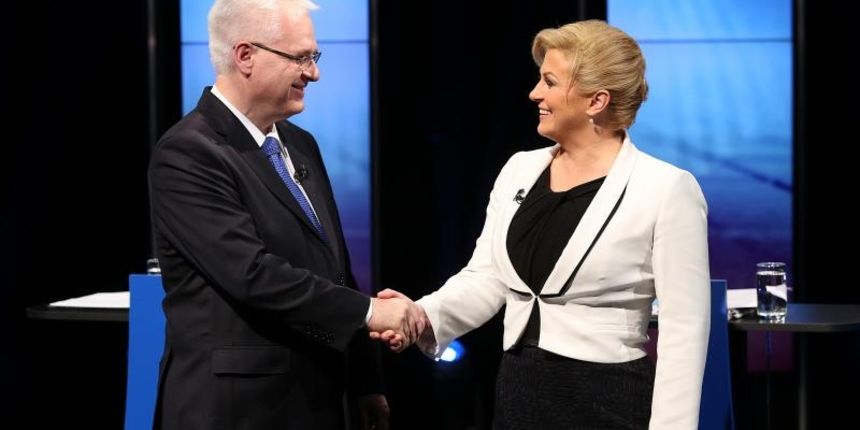 Zagreb – Suceljavanje predsjednickih kandidata Ive Josipovica i Kolinde Grabar Kitarovic na RTL televiziji. Photo: Anto Magzan/PIXSELL