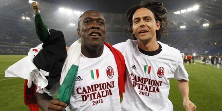 Clarence Seedorf (L) and Filippo Inzaghi celebrate after winning the Serie A title // Reuters Clarence Seedorf (L) and Filippo Inzaghi celebrate after winning the Serie A title // Reuters