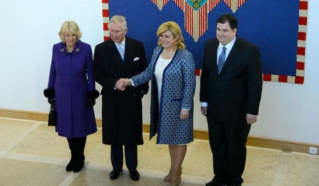 Svecani docek Njihovih kraljevskih visosti princa od Walesa i Vojvotkinje od Cornwalla u Uredu predsjednice Republike Hrvatske. Photo: Goran Mehkek/Cropix/POOL/PIXSELL