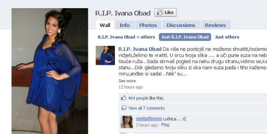 Tuga na Facebooku za Ivanom Obad