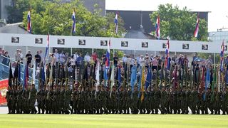 Svečano postrojavanje na stadionu u Kranjčevićevoj u povodu Dana Oružanih snaga Republike Hrvatske. Foto. PIXSELL Svečano postrojavanje na stadionu u Kranjčevićevoj u povodu Dana Oružanih snaga Republike Hrvatske. Foto. PIXSELL