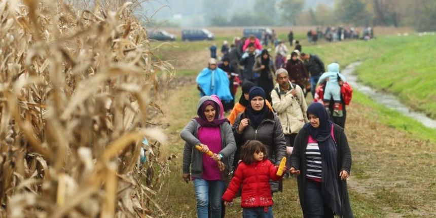 Brezice, Slovenija – Oko 2000 izbjeglica u koloni hoda od mjesta Rigonce prema kampu u Brezicama u pratnji Slovenske policije, Foto: Zeljko Lukunic/PIXSELL Brezice, Slovenija – Oko 2000 izbjeglica u koloni hoda od mjesta Rigonce prema kampu u Brezicama u pratnji Slovenske policije, Foto: Zeljko Lukunic/PIXSELL