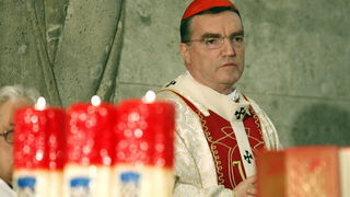 Zagreb, 250611.
Crkva svetog Marka na Gornjem gradu.
Svecana misa povodom Dana drzavnosti na kojoj je prisustvovao hrvatski politicki vrh.
Na slici kardinal Josip Bozanic.
Foto: Damjan Tadic / CROPIX
