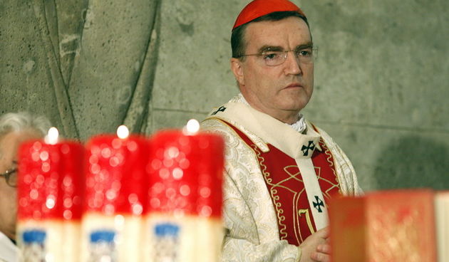 Zagreb, 250611.
Crkva svetog Marka na Gornjem gradu.
Svecana misa povodom Dana drzavnosti na kojoj je prisustvovao hrvatski politicki vrh.
Na slici kardinal Josip Bozanic.
Foto: Damjan Tadic / CROPIX