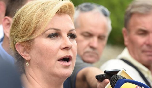 Predsjednica Republike Kolinda Grabar Kitarovic u Kninu na tvrdjavi dala izjavu za medije. Photo: Hrvoje Jelavic/PIXSELL