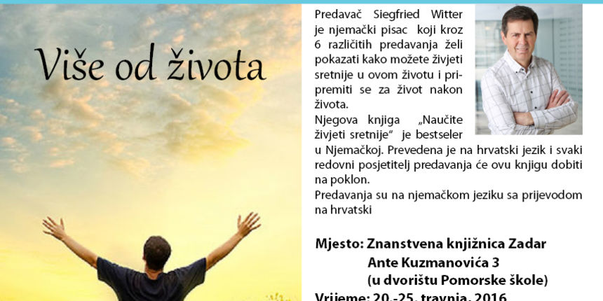 U Znanstvenoj knjižnici predavanje na temu “Više od života”