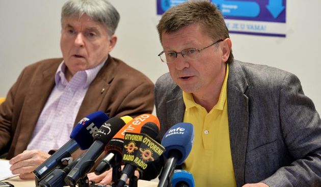 Odrzana konferencija za medije Nezavisnog sindikata znanosti i visokog obrazovanja u poslovnoj zgradi Sindikata. Krunoslav Pisk i predsjednik Sindikata Vilim Ribic najavili su strajk i zahtjev za ostavkom ministra Zeljka Jovanovica. Photo: Marko Prpic/PIX