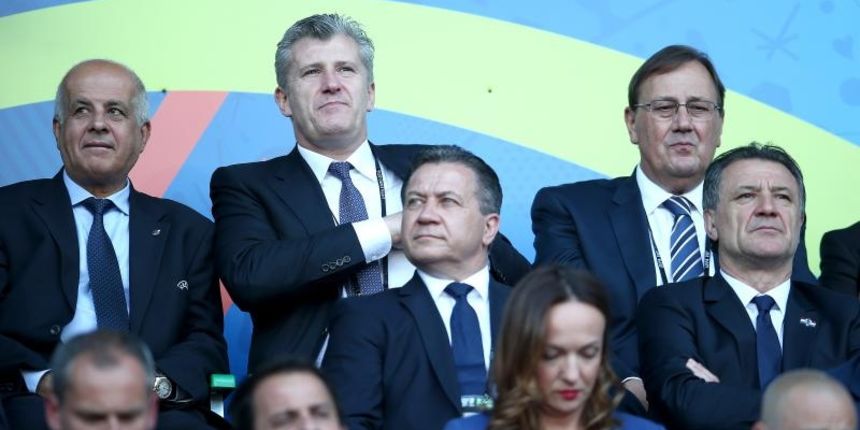 Svečana loža. Davor Suker, Damir Vrbanovic, Zdravko Mamic. Photo: Sanjin Strukic/PIXSELL Svečana loža. Davor Suker, Damir Vrbanovic, Zdravko Mamic. Photo: Sanjin Strukic/PIXSELL