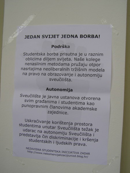 Okupljanje Nezavisne studentske inicijative Zadar (foto Nikola Turcinov) Okupljanje Nezavisne studentske inicijative Zadar (foto Nikola Turcinov)