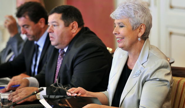 Zagreb, 150911.
Banski dvori, Markov trg.
Redovna sjednica Vlade Republike Hrvatske.
Na slici: premijerka Jadranka Kosor.
Foto: Boris Kovacev / CROPIX