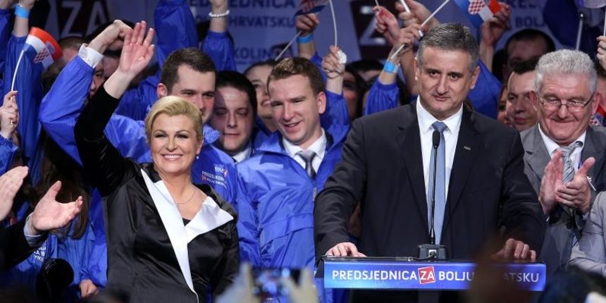 Zagreb – Izborni stozer u Hypo centru HDZ-ove predsjednicke kandidatkinje Kolinde Grabar Kitarovic gdje se ocekuju rezultati drugog kruga predsjednickih izbora 2014./2015. Kolinda Grabar Kitarovic obratila se okupljenima u Hypo centru. Photo: Anto Magzan/ Zagreb – Izborni stozer u Hypo centru HDZ-ove predsjednicke kandidatkinje Kolinde Grabar Kitarovic gdje se ocekuju rezultati drugog kruga predsjednickih izbora 2014./2015. Kolinda Grabar Kitarovic obratila se okupljenima u Hypo centru. Photo: Anto Magzan/