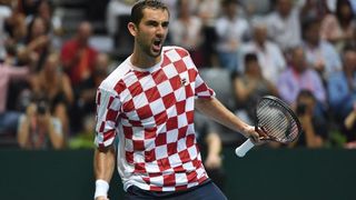 Polufinale Davis Cupa, Hrvatska – Francuska, 2. meč, Marin Čilić – Lucas Pouille. Photo: Hrvoje Jelavić/PIXSELL Polufinale Davis Cupa, Hrvatska – Francuska, 2. meč, Marin Čilić – Lucas Pouille. Photo: Hrvoje Jelavić/PIXSELL
