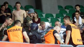 Intervencija policije na tribini s navijačima Zadra na utakmici Cibone i Zadra (80-71). Photo: Goran Stanzl/PIXSELL Intervencija policije na tribini s navijačima Zadra na utakmici Cibone i Zadra (80-71). Photo: Goran Stanzl/PIXSELL