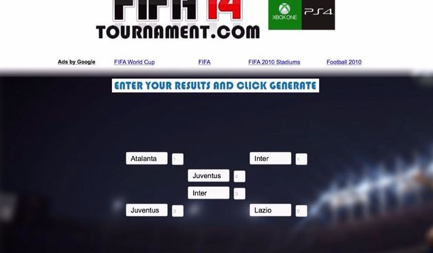 Web aplikacija FIFA 14 Tournament mode