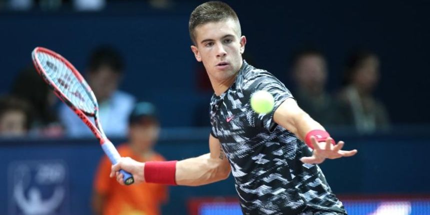 02.02.2015., Dom sportova, Zagreb – 10. ATP turnir PBZ Zagreb Indoors 2015, 1. kolo, Borna Coric (Hrv) – Sergiy Stakhovsky (Ukr). Photo: Sanjin Strukic/PIXSELL 02.02.2015., Dom sportova, Zagreb – 10. ATP turnir PBZ Zagreb Indoors 2015, 1. kolo, Borna Coric (Hrv) – Sergiy Stakhovsky (Ukr). Photo: Sanjin Strukic/PIXSELL
