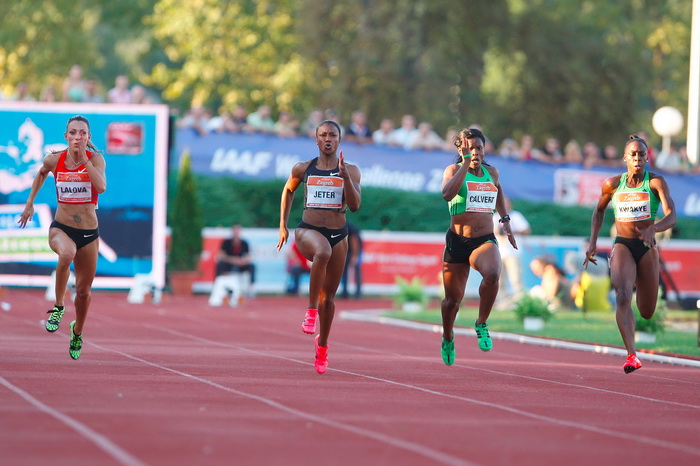 Zagreb, 130911.
IAAF World Challenge Zagreb 2011, 
61. memorijal Borisa Hanzekovica na atletskom stadionu Mladost na Savi.
Na slici: 100 m, zene.
Foto: Goran Mehkek / CROPIX