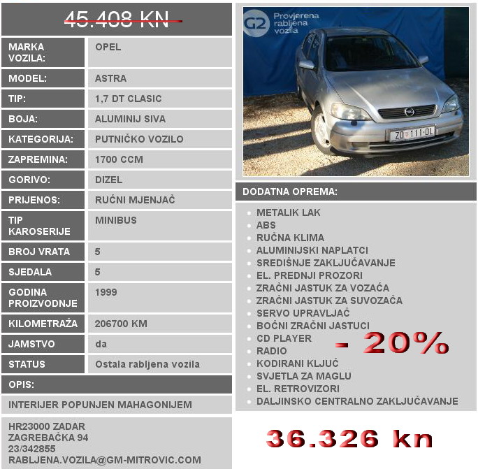 5. Opel Astra 1.7 DT Classic