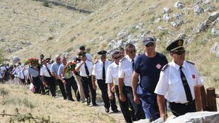 30.08.2015., Kornati – Na otoku Kornatu obiljezena je 8. obljetnica stradanja 12 vatrogasaca iz Sibenika, Vodica i Tisnog. Photo: Dusko Jaramaz/PIXSELL 30.08.2015., Kornati – Na otoku Kornatu obiljezena je 8. obljetnica stradanja 12 vatrogasaca iz Sibenika, Vodica i Tisnog. Photo: Dusko Jaramaz/PIXSELL