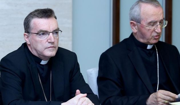 52. plenarno zasjedanje Hrvatske biskupske konferencije pod predsjedanjem zadarskog nadbiskupa Zelimira Puljica u sjedistu HBK. Josip Bozanic, Zelimir Puljic. Photo: Patrik Macek/PIXSELL Autor  Patrik Macek/PIXSELL Ključne riječi  sjednica, Josip Bozanic,