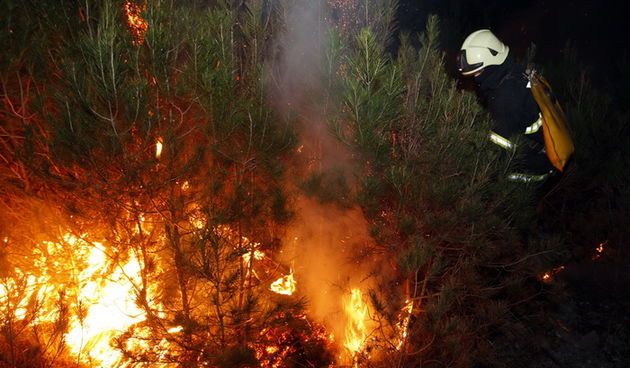 Zadar, 070311.
Vatrogasci iz Zadra od popodnevnih sati bore se sa pozarom koji je izbio na podrucju izmedju Zadra i Murvice, tocnije na predjelu Baricevici.
Foto: Jure Miskovic / CROPIX