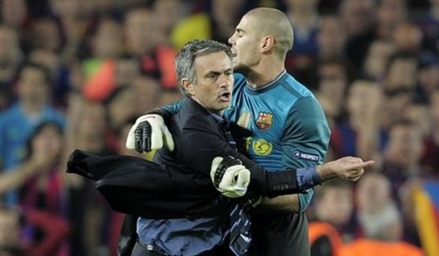 Jose Mourinhi i Victor Valdes, foto: ap photo