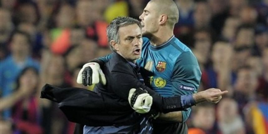 Jose Mourinhi i Victor Valdes, foto: ap photo