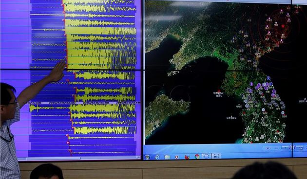 Sjeverna Koreja izvela nuklearni pokus, seizmička karta. Foto: Hina