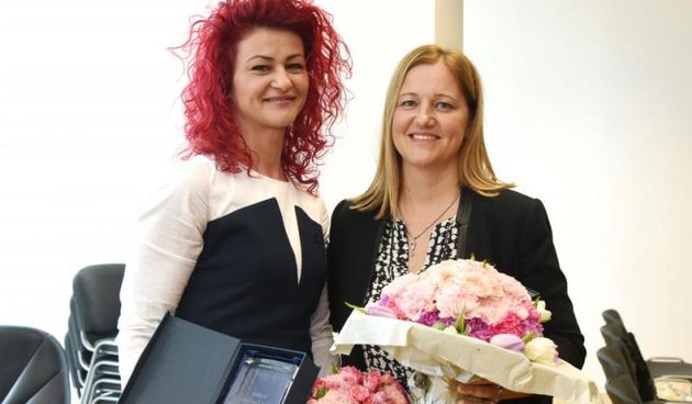 Zagreb – U Hrvatskoj gospodarskoj komori dodijeljene su nagrade najboljim poduzetnicama godine. Elizabeta Planinic i Anamarija Haupfeld Schweitzer. Photo: Davor Visnjic/PIXSELL