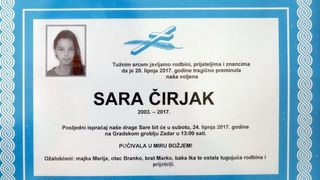Na zadarskom Gradskom groblju na posljednji počinak ispraćena Sara Čirjak