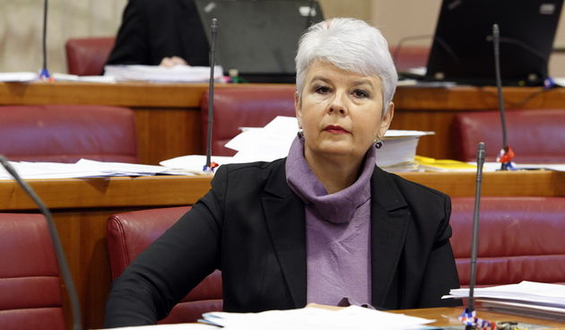 Zagreb, 131212.Sabor.Nastavak sjednice Sabora  o izmjenama Zakona o pravima hrvatskih branitelja kojima se dopusta izmjenama zakona objava Registra branitelja.Na fotografiji: Jadranka Kosor.Foto: Davor Pongracic / CROPIX