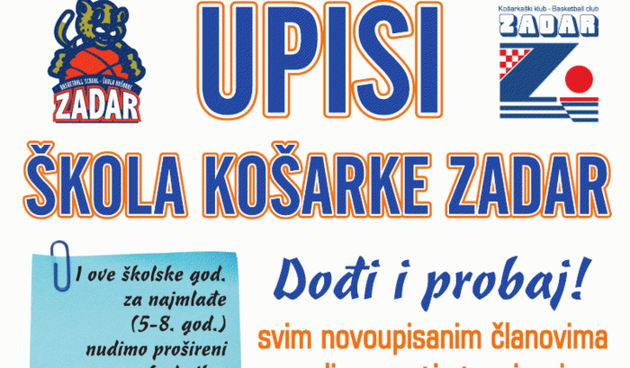 Započeli upisi u Školu košarke “Zadar”