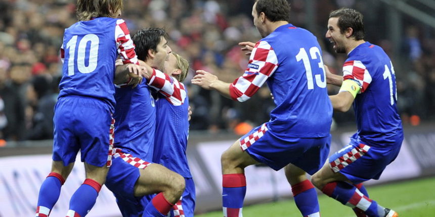 Istanbul, 111111.Turk Telekom Arena.Dodatna kvalifikacijska nogometna utakmica za plasman na Europsko prvenstvo, Turska – Hrvatska.Na slici: slavlje, Vedran Corluka za treci gol Hrvatske.Foto: Josko Ponos / CROPIX