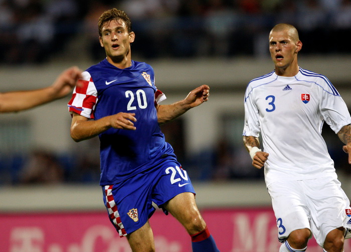 Bratislava, Slovacka, 110810.
Stadion Pasienky.
Medjunarodna  prijateljska nogometna utakmica 
Slovacka – Hrvatska
Na fotografiji: Nikica Jelavic.
Foto: Ronald Gorsic / CROPIX