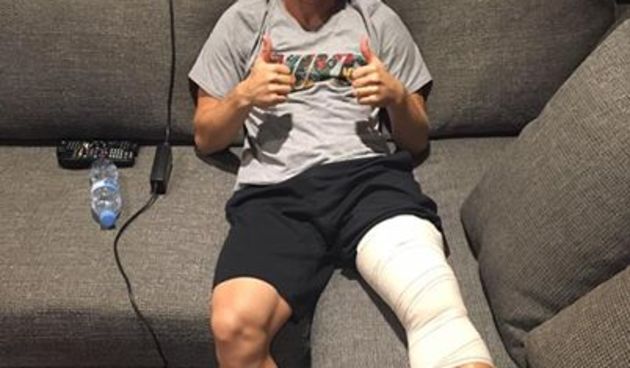 Luka Modrić nakon operacije lijevog koljena. Foto: Facebook