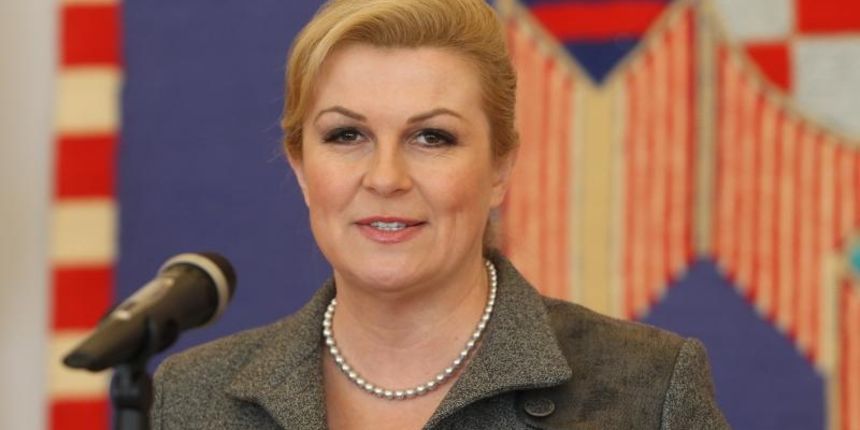Predsjednica Republike Hrvatske Kolinda Grabar Kitarovic odrzala je izvanrednu konfereciju za novinare o proslavi Dana pobjede i domovinske zahvalnosti. Photo: Boris Scitar/Vecernji list/PIXSELL