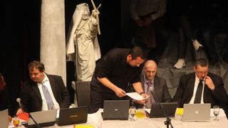 U HKK Zadar odrzana je premijera predstave pod nazivom Aktualni sat, Kulturno umjetnickog drustva Bleke i Konji. Photo: Filip Brala/PIXSELL U HKK Zadar odrzana je premijera predstave pod nazivom Aktualni sat, Kulturno umjetnickog drustva Bleke i Konji. Photo: Filip Brala/PIXSELL