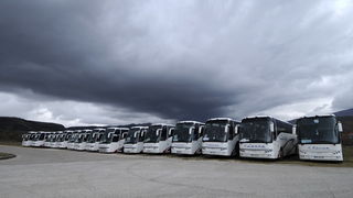 Knin, 041211.
Parlamentarni izbori 2011.
Gradjani iz Srbije autobusima su jutros stigli na glasovanje u Knin i okolicu.
Foto: Niksa Stipanicev / CROPIX