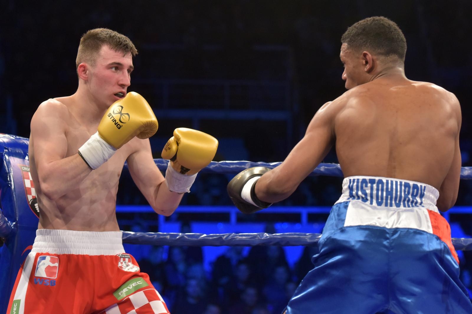 Svjetska boksacka liga, grupa B C1, kategorija 56 kg, Filip Poturovic (Croatian Knights) – Samuel Kistohurry (France Fighting Roosters).